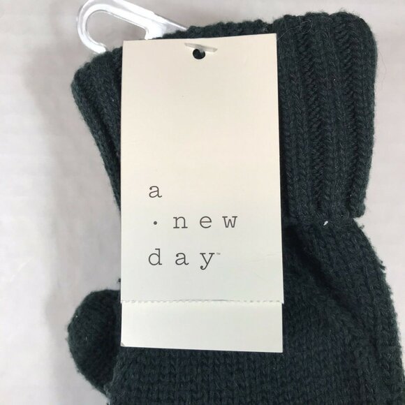 A New Day Womens One Size Mittens Convertible Fingerless Knit Green New - Picture 4 of 12